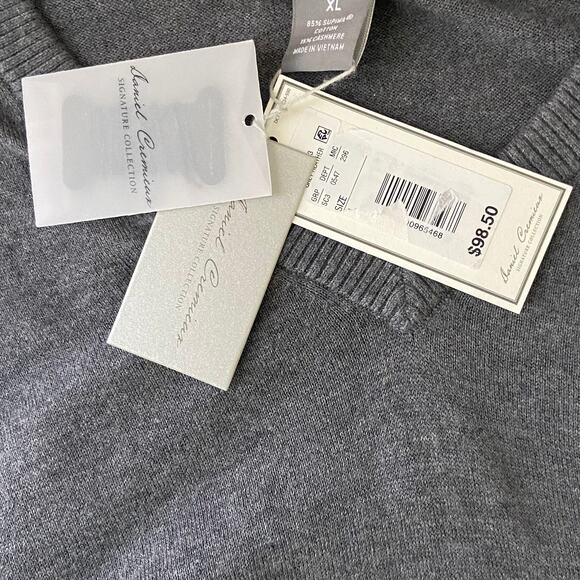 Daniel Cremieux V-Neck Sweater Men's XL Pima Cotton Cashmere Blend Gray NEW - Picture 13 of 15